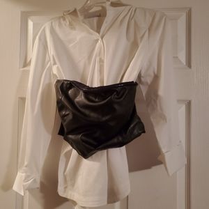 Shirt with leather like bustier